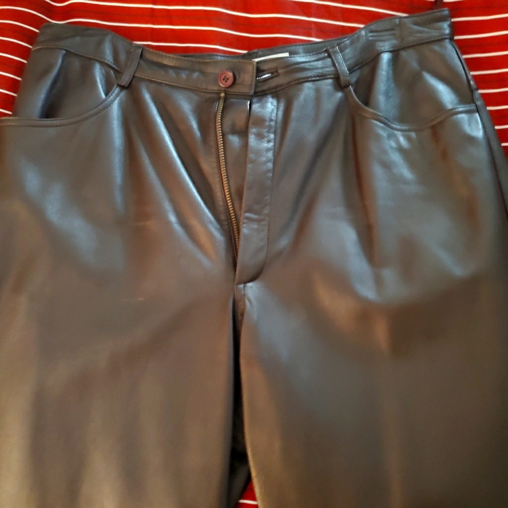 Saks Brown Leather Pants